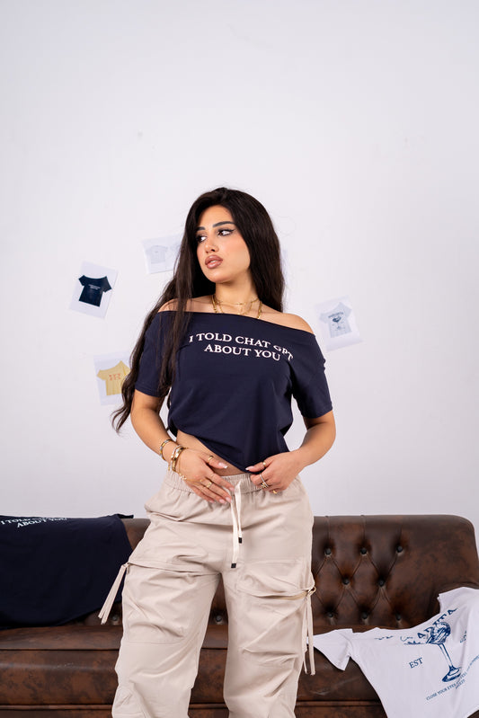 chatgpt navy off shoulder